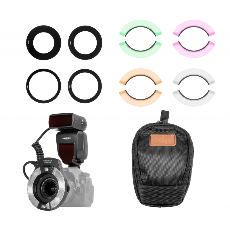 Lampa pierścieniowa Yongnuo YN14EX II zawartość zestawu