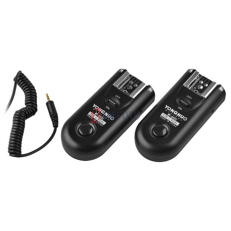 Zestaw dwóch wyzwalaczy radiowych Yongnuo RF603C II z kablem C1 do Canon
 z przewodem