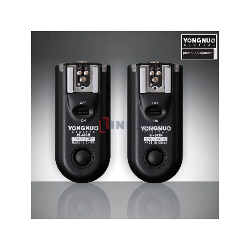 Zestaw dwóch wyzwalaczy radiowych Yongnuo RF603C II z kablem C1 do Canon
tło