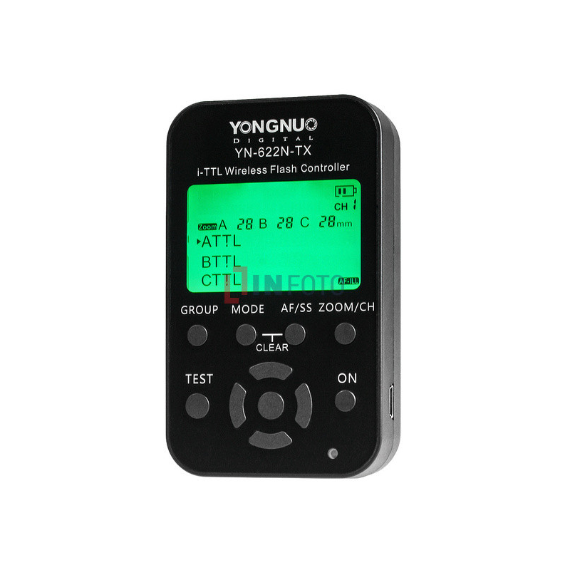 Kontroler wyzwalaczy radiowych Yongnuo YN622N-TX do Nikon panel sterowania LCD włączony