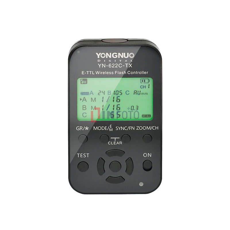 Kontroler wyzwalaczy radiowych Yongnuo YN622C-TX do Canon panel sterowania wyświetlacz LCD włączony